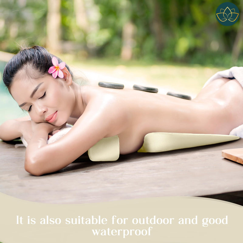 [Australia] - EASY SPA Massage Table Breast Pillow Upgraded for Larger Bust Sizes(AA-С+), Wedge Cushion, Comfort Bolster Wedge, Prone Pillow (Cream White) for Sleep or After Surgery Cream White 