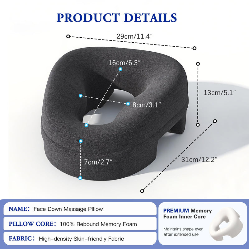 [Australia] - Face Down Pillow and Massage Headrest for Bed, 3-Air-Hole Pillow for Stomach Sleeper, Suitable for Beach Tanning, Home Massages, Eye Surgery Recovery, Back and Waist Pain, Etc (Black) Black 