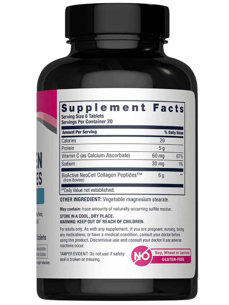 NeoCell Super Collagen with Vitamin C, 120ct Collagen Pills, Non-GMO, Grass Fed, Paleo Friendly, Gluten Free, Collagen Peptides Types 1 & 3 for Hair, Skin, Nails and Joints (Packaging May Vary)