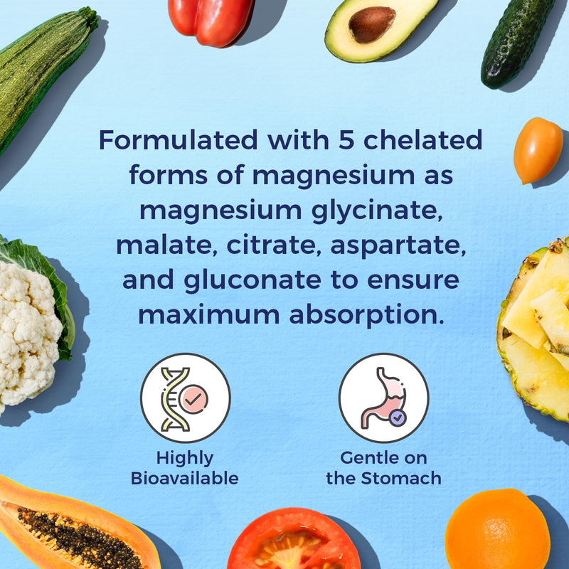 Vitalitown Magnesium Zinc, with Vitamins D3 & B6, Chelated Magnesium Glycinate, Malate, Citrate, Aspartate, Gluconate, High Absorption, Immune, Bone, Sleep, Nerve & Heart Health, 240 Caps