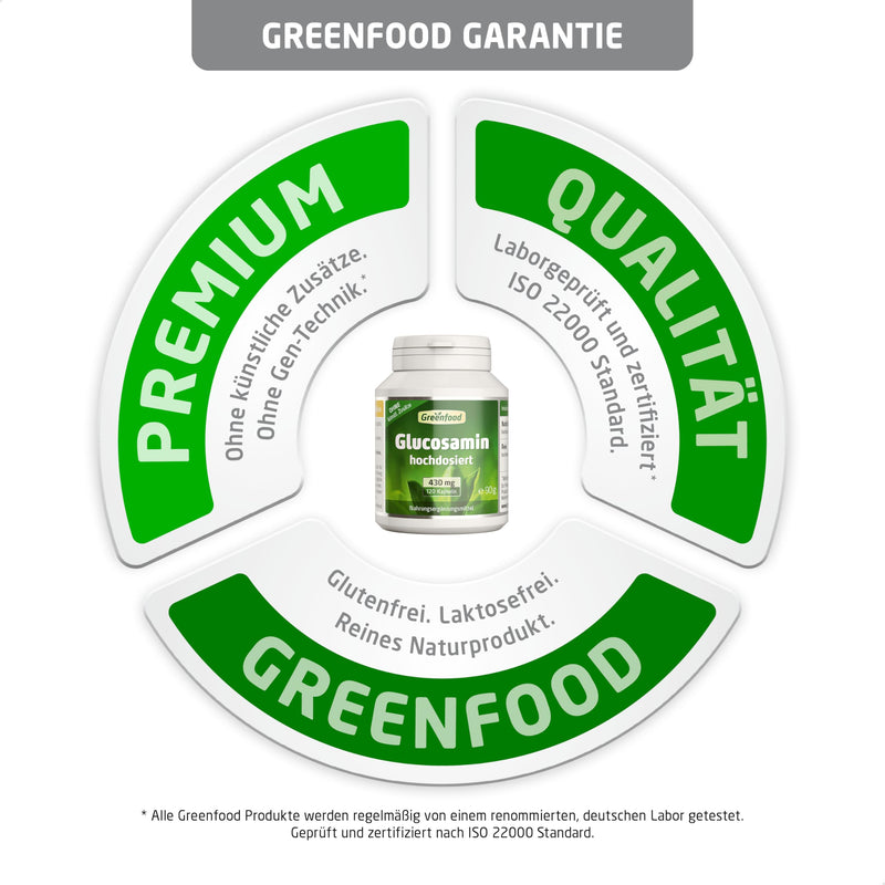 [Australia] - Greenfood Glucosamine, 430 mg, 120 capsules, high dosage - no artificial additives, no genetic engineering (Non GMO). 120 pieces (pack of 1) 