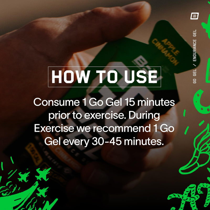 [Australia] - BARE PERFORMANCE NUTRITION, BPN Go Gel Endurance Gel, Vegan + Gluten Free Running Gel with 24g of Carbohydrates & 100 Calories per Gel Pack, 10 Single-Serving Gel Packs, Apple Cinnamon 