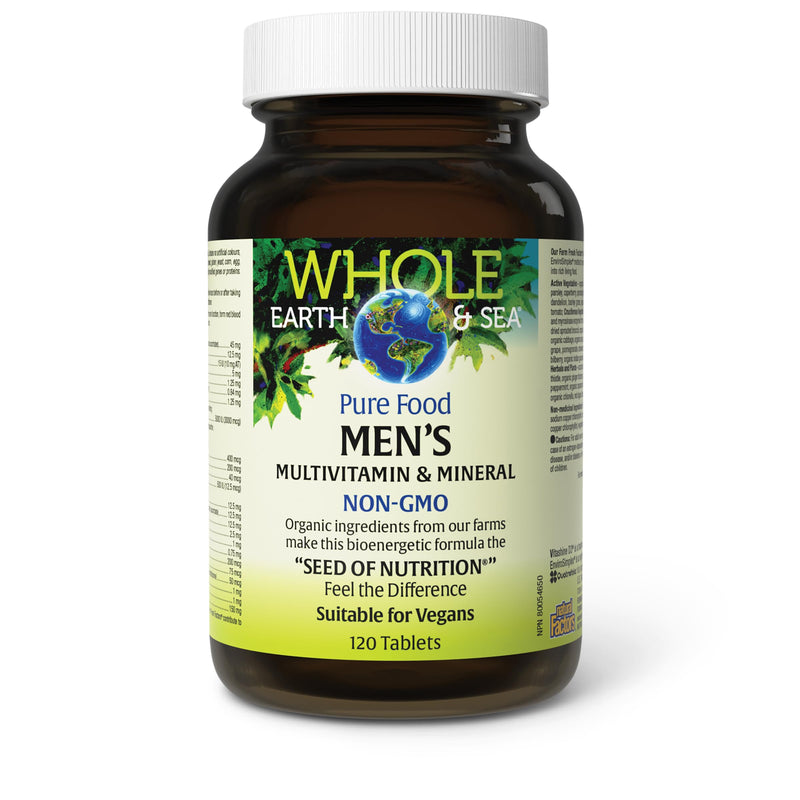 Natural Factors Whole Earth & Sea Men's Multivitamin & Mineral, 1 Serving Contains Nutrition Equivalent to ½ lb of Veggies, 120 Tablets 120 Count (Pack of 1)