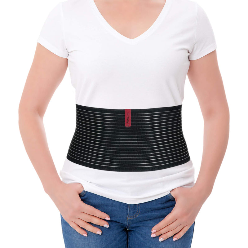 [Australia] - ORTONYX Umbilical Hernia Belt for Men and Women - Abdominal Support Binder with Compression Pad - Navel Ventral Epigastric Incisional and Belly Button Hernias Surgery Prevention Aid (Large-XXL) Black L/XXL (35.8"-49.2") 