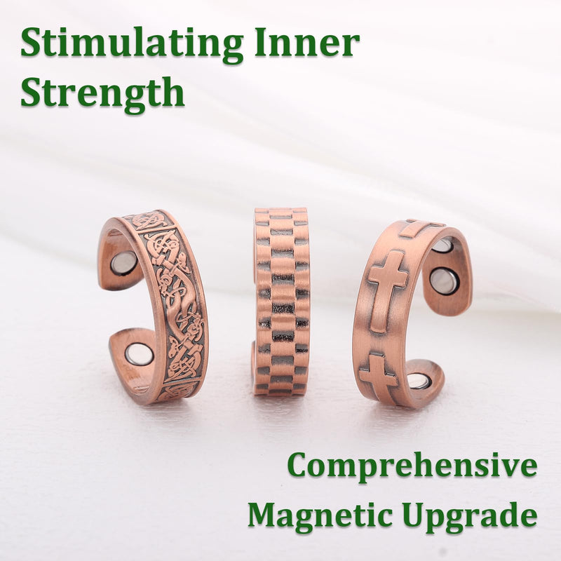 [Australia] - 3 Copper Rings for Men Women, 99.9% Pure Copper Magnetic Rings, Adjustable copper095 