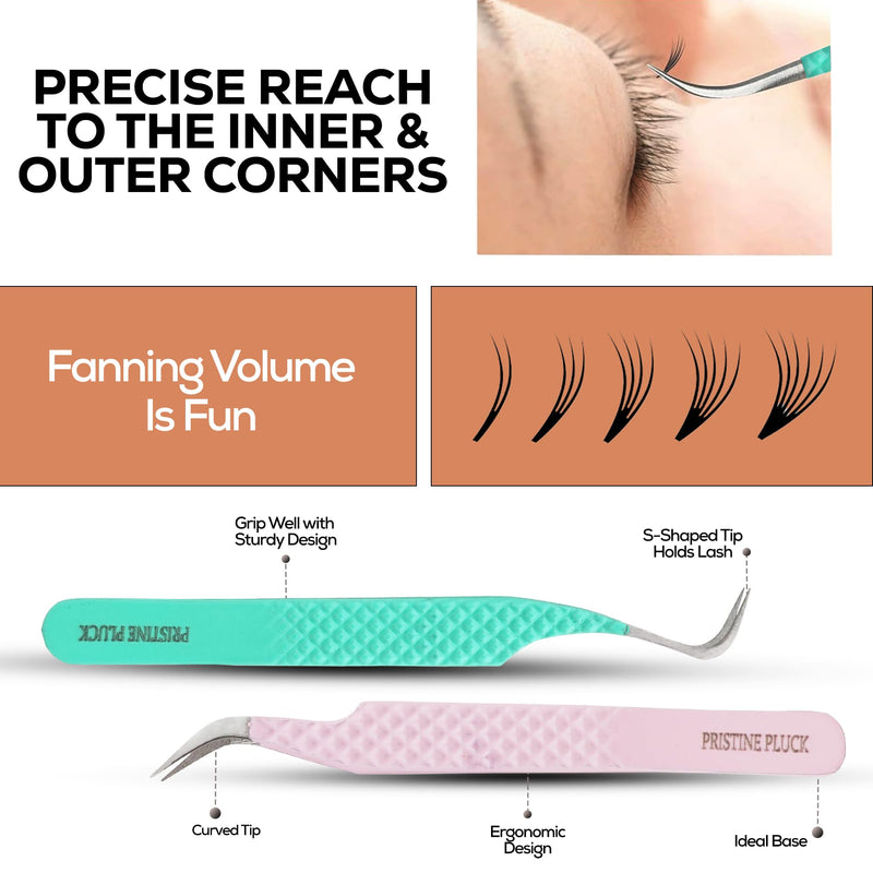5-Piece Eyelash Extension Tweezers Set Precision Lash Tweezers with Anti-Slip Grip with fiber tip lash tweezers Tools for Lash Artists & eyelash tweezers for women (eyelash set multy) Eyelash Set Multy
