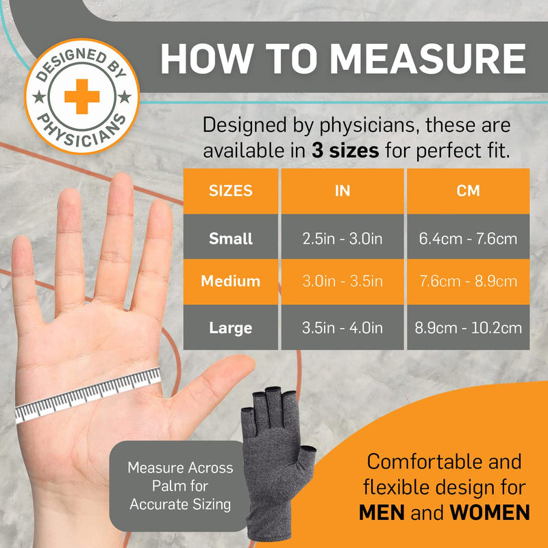[Australia] - Compression Gloves: Open-Fingertip Arthritis Gloves; Fingerless Gloves Men & Women; Open Finger Gloves, Ideal as Carpal Tunnel Gloves, Raynauds Gloves, Hand Brace for Arthritis [Grey, Medium] Gray 