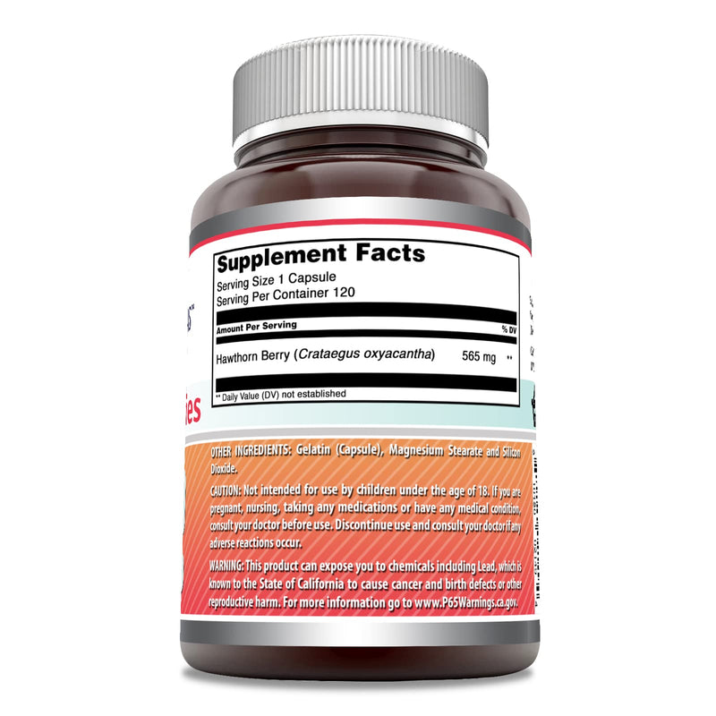 [Australia] - Amazing Formulas Hawthorn Berries Supplement | 565 Mg Per Serving | 120 Capsules | Non-GMO | Gluten Free | Made in USA 1 Count (Pack of 1) 