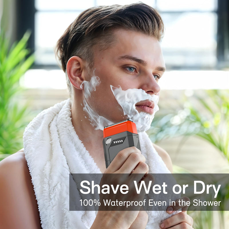 [Australia] - Foil Electric Shaver for Travel USB-C Fast Charging, IPX7 Waterproof Cordless Razor, Portable Face Shaver with Travel Case & Replacement Head, Compact Men’s/Grooming Design Black 