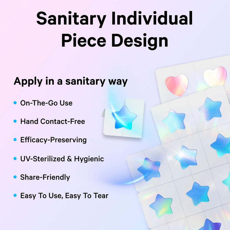 Sosky Hologram Pimple Patches for Face, Hydrocolloid Acne Patches with Salicylic Acid, Cute Star Zit Stickers,Colorful Blemish Covers,72 Count Blue Pink Star Heart Moon Cloud Butterfly Flower