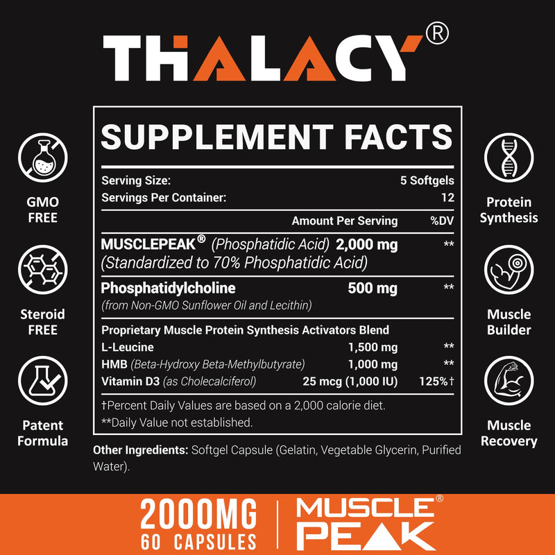 2000mg Liposomal Phosphatidic Acid (PA) | Muscle Builder, High Absorption Muscle Building Supplements for Men & Women | Muscle Gainer, mTOR Protein Synthesis & Lean Body Mass, Strength,120 Capsules | Liposomal PA Formula • 2000mg Blend • mTOR Protein S...