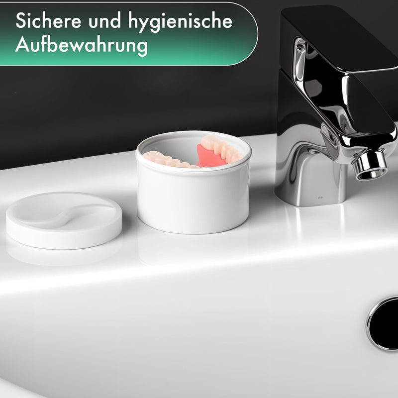 [Australia] - Denture container, denture box with removable insert, secure screw lid and temperature resistance | Hygienic storage and cleaning for dentures and dental splints (1 piece) 1 