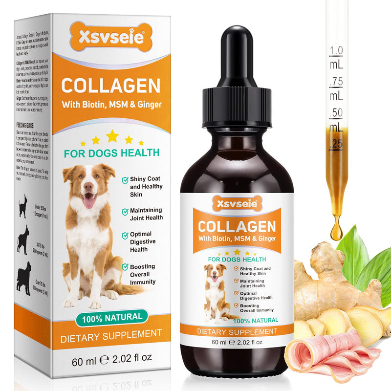 Liquid Collagen for Dogs Added Natural Pet Probiotics, Enhance Joint Support and Mobility, Collagen for Dogs Relieve Pet Skin Allergies, Itching, Supports Joint, Skin & Coat Health, All Breeds & Ages