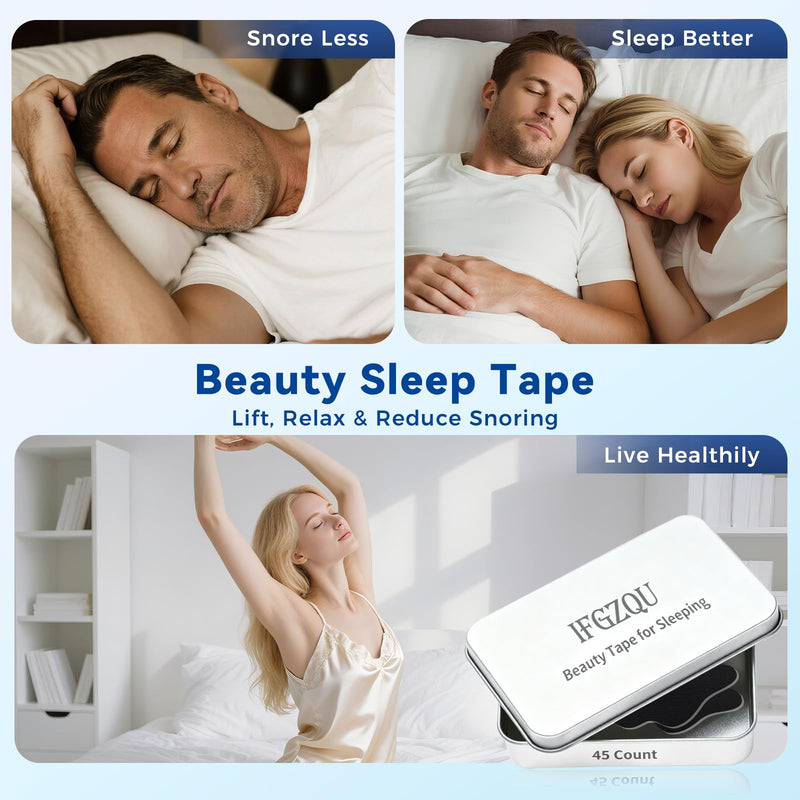 [Australia] - Beauty Tape for Sleeping (45 Count) - Beauty Tape for Snoring Promotes Sculpted Jawline, Brighter Eyes, & Energy - Lip Plumping Sleep Beauty Tape Supports Stronger Chin Profile-I03 
