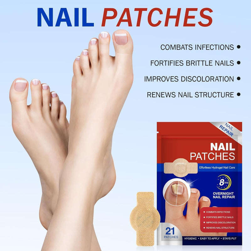 Nail Patches, Nail Patches for Toenails, Nail Treatment Patches Extra Strength, Extra Strong 8-Hour Repair Nail Plasters, Overnight Toe Nail Care Repair for Damaged Nails 4.04 Ounce (Pack of 1)