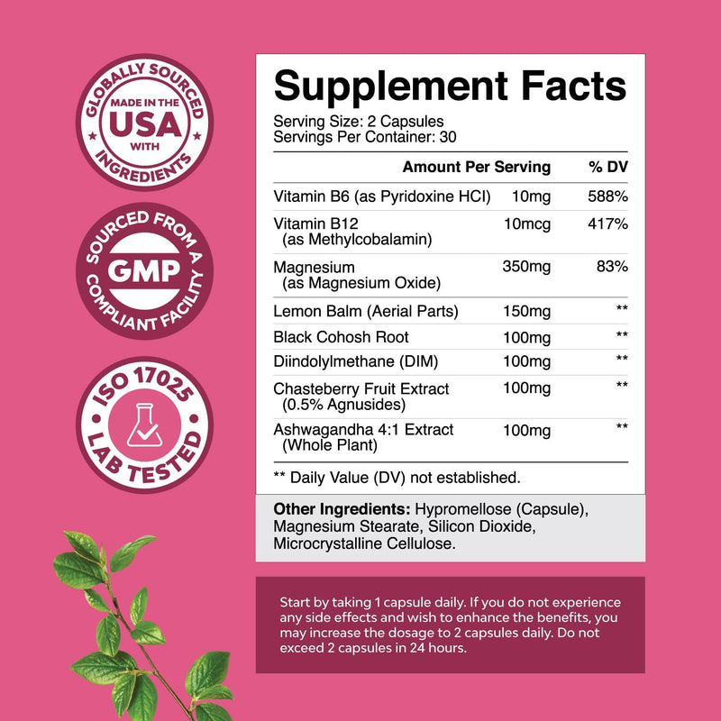 Bundle of Herbal Thyroid Support Complex and Herbal PMS Support Supplement for Women - Mood Enhancer Energy Supplement for Thyroid Health - Feminine Balance Complex with PMS Vitamins for Women