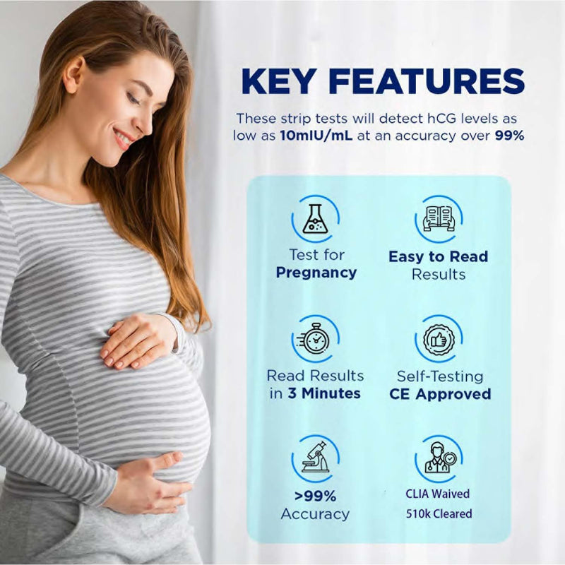 20 Pregnancy Test Strips for Early Detection 10 MIU/ml-Width of 5mm Home Test