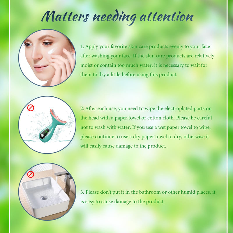 Face Massager Tool, Facial and Neck Massager Beauty 3-in-1 Triple Action Light, Thermal, and Vibration for Skin Care Face Sculpting Tool (Green) Green