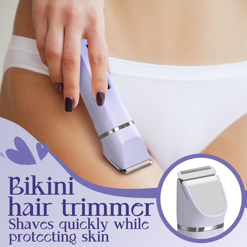 [Australia] - Electric Razors for Women - Wet/Dry Womens Electric Shaver for Bikini/Pubic Hair/Face/Legs/Intimate Area, epilators Hair Removal with Dock Charging, Christmas Gifts & Stocking Stuffers (Purple) 2-in-1 Purple 
