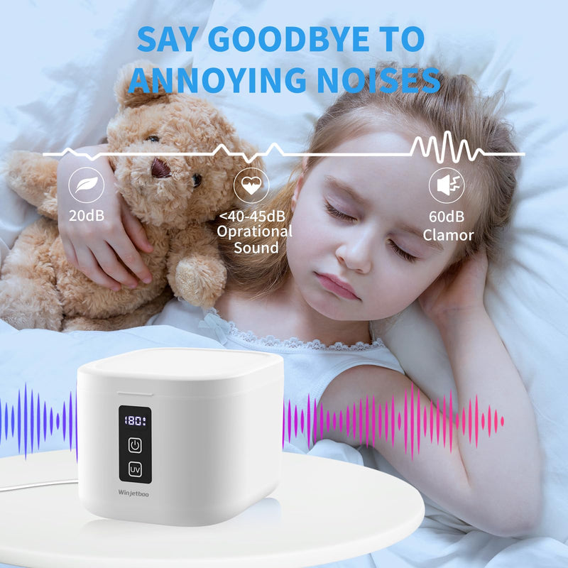 [Australia] - Ultrasonic Retainer Cleaner Machine, 48KHz Dental Cleaning Pod for Denture, Mouth Guard, Aligner, Night Guard, Braces, Toothbrush Heads, Jewelry with Digital Timer & 6 Modes, 13oz Capacity, White 