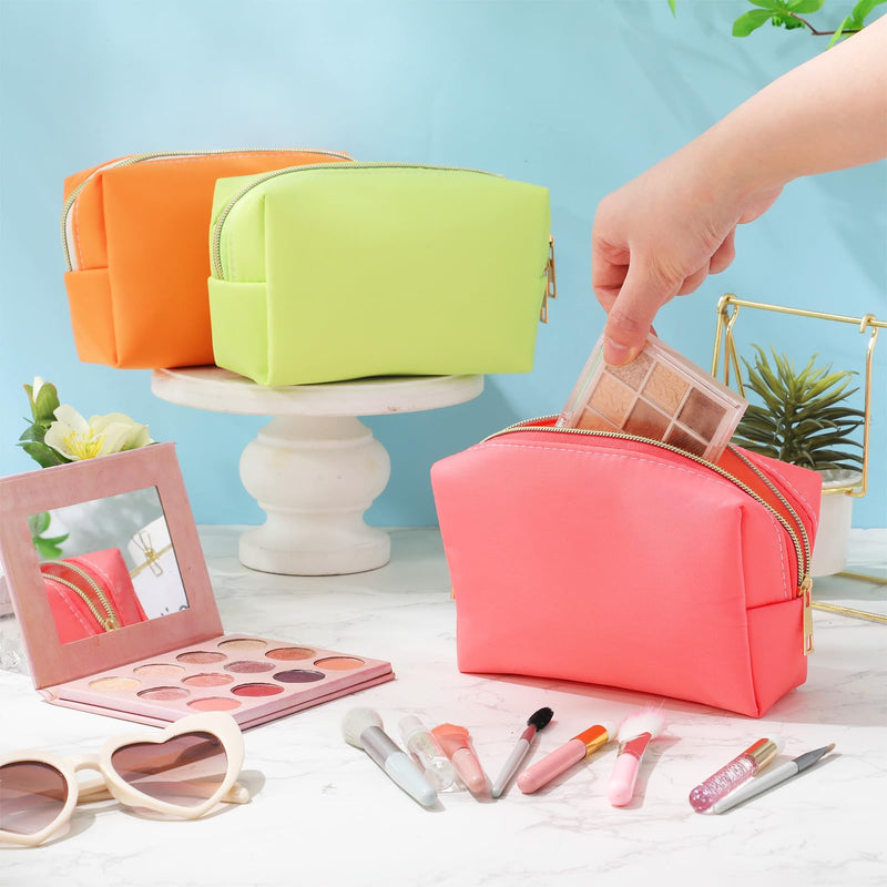 Kigeli 12 Pcs Nylon Makeup Bag Bulk Cosmetic Pouches Preppy Cosmetic Bag for Women Waterproof Travel Zipper Organizer Little Outdoor Accessory Makeup (Nylon, Foam,Macaron) Nylon, Foam Macaron