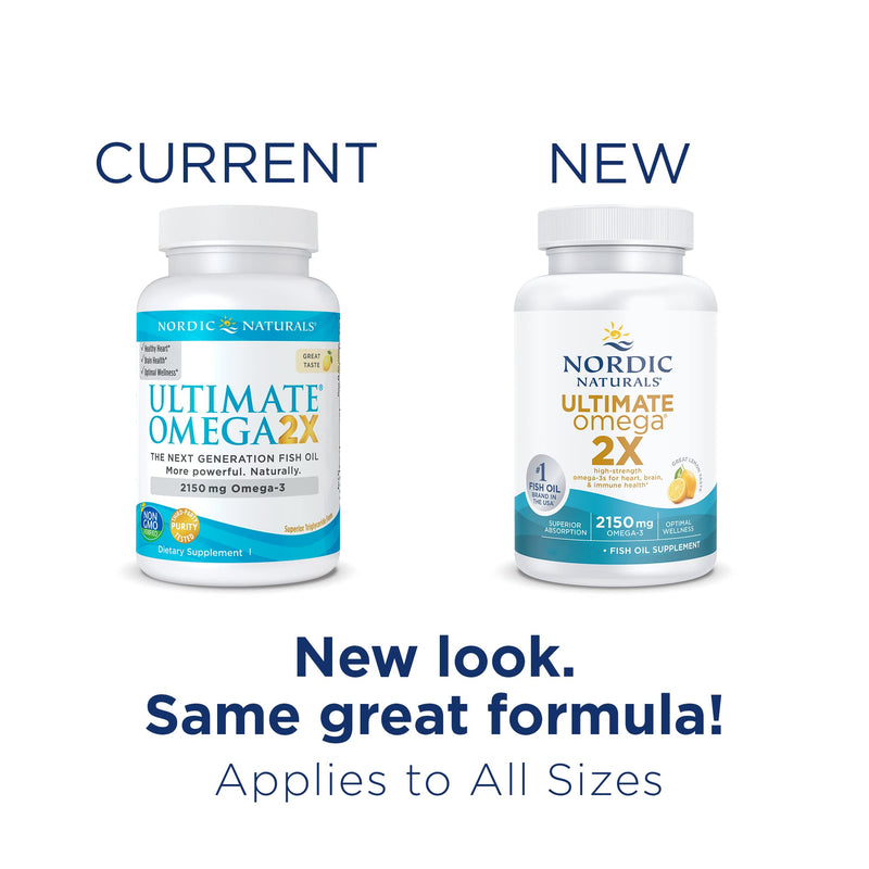 [Australia] - Nordic Naturals Ultimate Omega 2X, Lemon Flavor - 90 Soft Gels - 2150 mg Omega- High-Potency Omega-3 Fish Oil with EPA & DHA - Promotes Brain & Heart Health - Non-GMO - 45 Servings 90 Count (Pack of 1) 