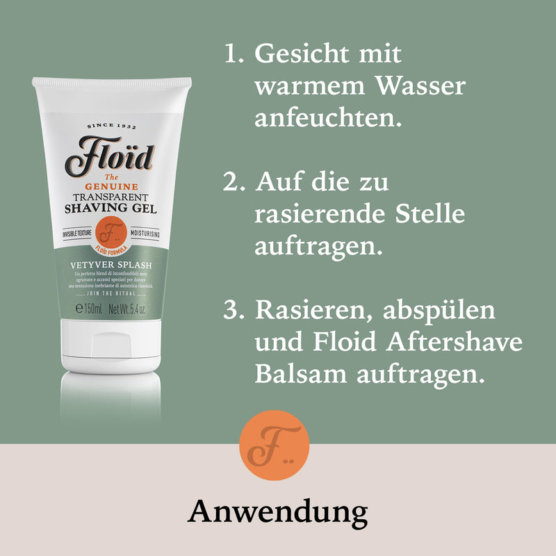 [Australia] - Floïd Vetyver Splash shaving gel (150 ml), shaving gel with glycerin to protect and hydrate the skin, transparent gel for a smooth shave with an invigorating pine scent 150 g (pack of 1) 