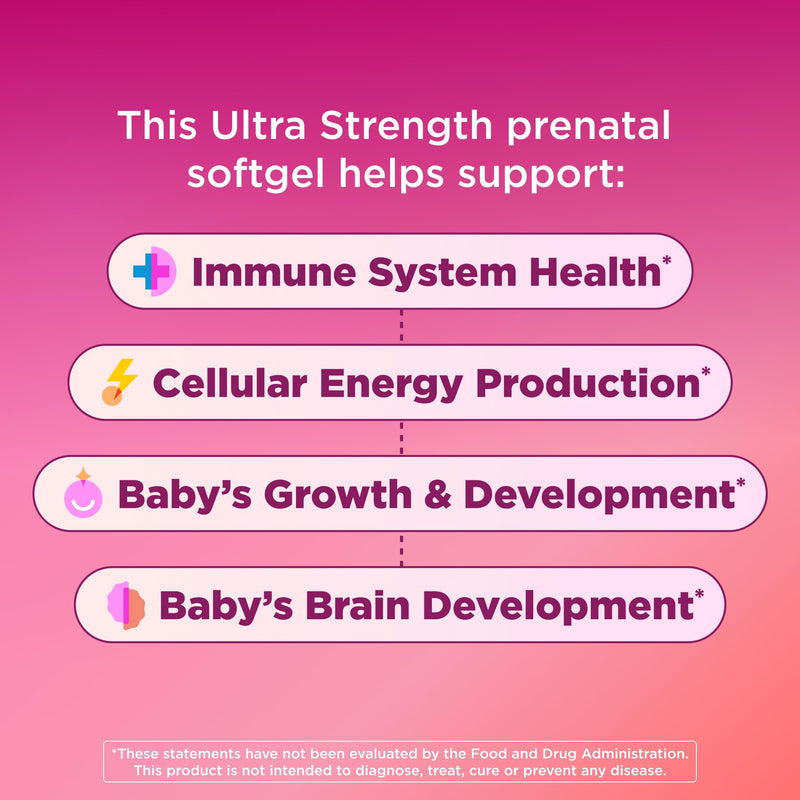 OLLY Ultra Strength Prenatal Multivitamin Softgels, Omega-3s - 60 Count 60 Count (Pack of 1)