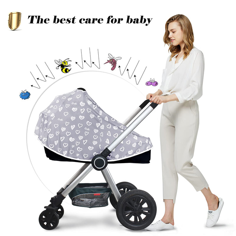 [Australia] - Baby Nursing Cover & Nursing Poncho - Multi Use Cover for Baby Car Seat Canopy, Shopping Cart Cover, Stroller Cover, 360° Full Privacy Breastfeeding Coverage Heart-shaped 