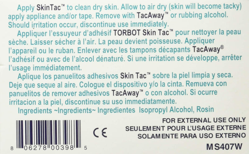 [Australia] - TORBOT Group Skin-Tac-H Adhesive Barrier Wipes, 50/Box Unscented 50 Count (Pack of 1) 