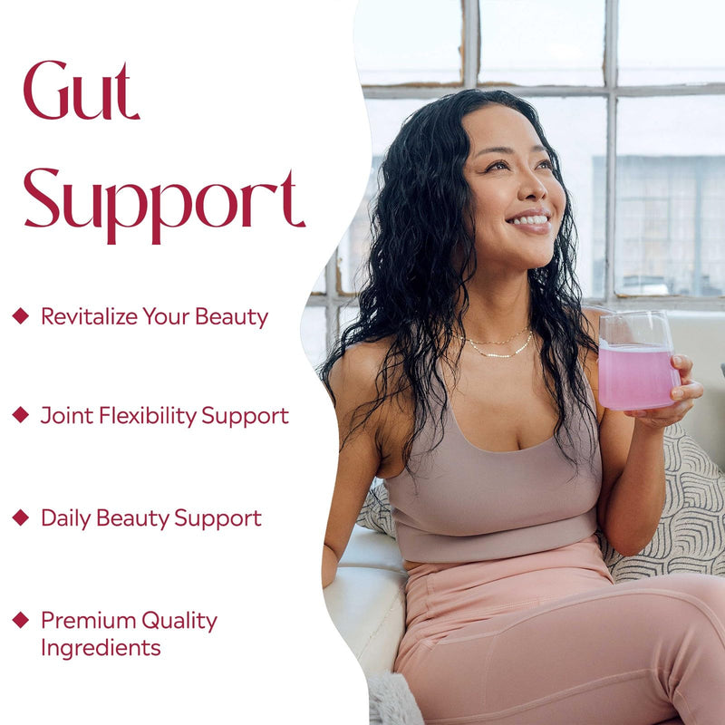 PURE | Mie Collagen + Probiotics | Pomegranate | Supplement for Beauty | 14 Packets | Biotin & Collagen Infused | Hair Skin & Nail Strengthener | Gut Health Support with Probiotics & Vitamin C