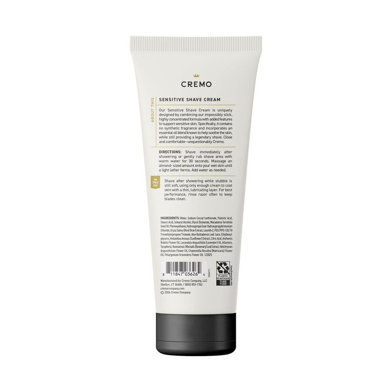 [Australia] - Cremo Sensitive Shave Cream, Astonishingly Superior Ultra-Slick Shaving Cream for Men, Fights Nicks, Cuts and Razor Burn, 6 Fl Oz 
