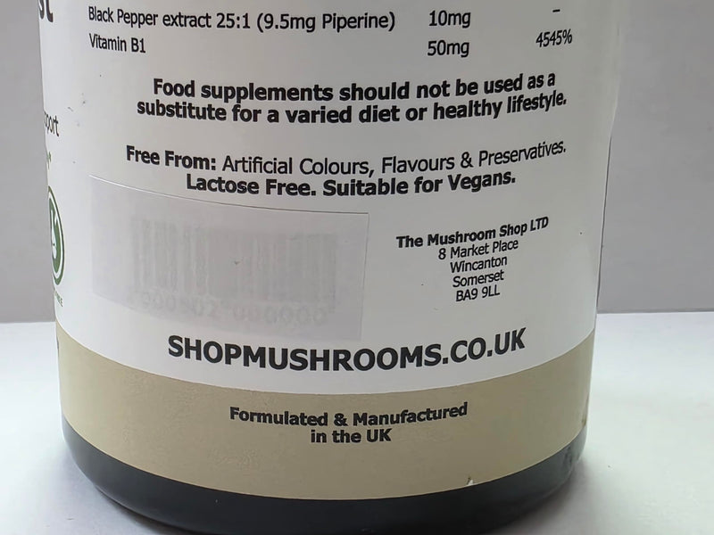 Lion’s Mane Capsules 200mg (10:1 Extract) – 120 Capsules (4 Month Supply) – with Vitamin B1 & Black Pepper – Mushroom Shop