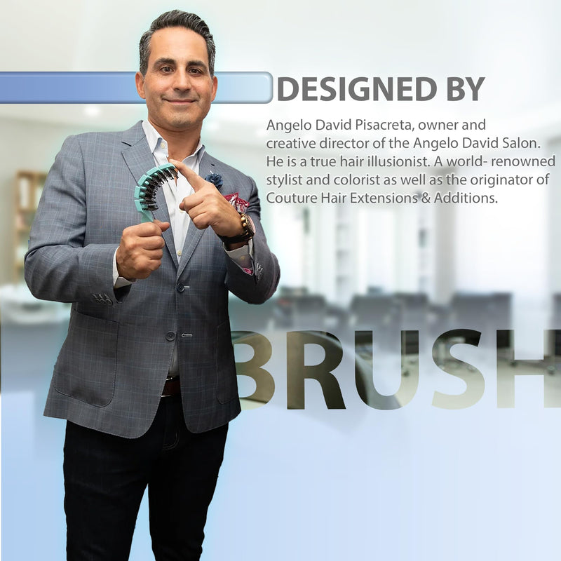 Flex Brush Vented Hair Brush for Blow Drying, Flexible Bristle for Women & Kids, Detangling, Massages Scalp for Hair Growth, Lightweight & Vented for Faster Drying, Boar Bristle & Nylon Mix (Blue) Blue Petite