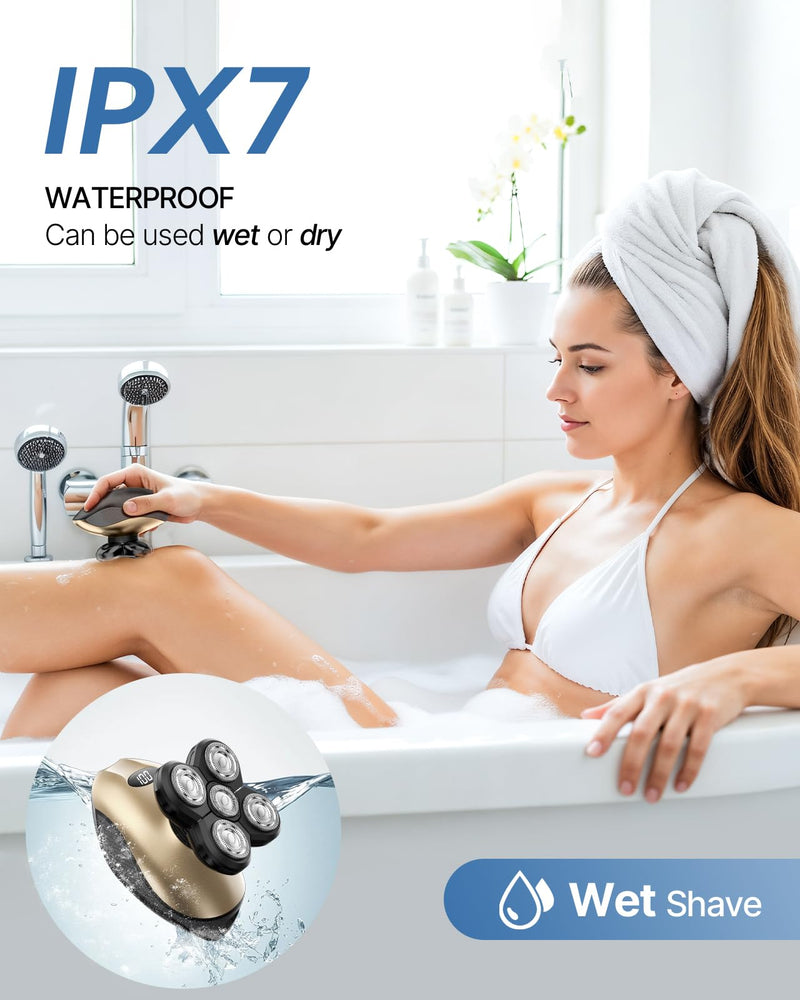 [Australia] - Electric Razors for Women, 5-in-1 Rechargeable Body Shaver - Waterproof Wet Dry Hair Remover - Trimmer for Lady Face Underarms Legs Gray 
