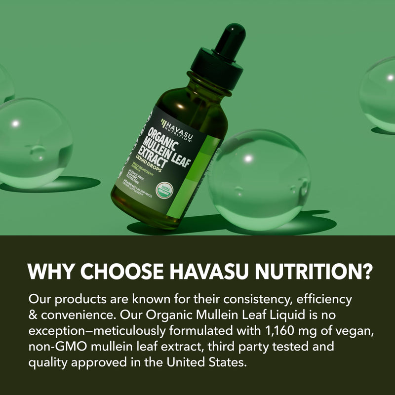 [Australia] - Mullein Drops for Lungs - USDA Organic Mullein Leaf Extract - Respiratory Health and Lung Support Supplement - 2 Fl Oz - Vegan, Non-GMO, and Alcohol Free Formula - Herbal Tincture - 2 Month Supply 