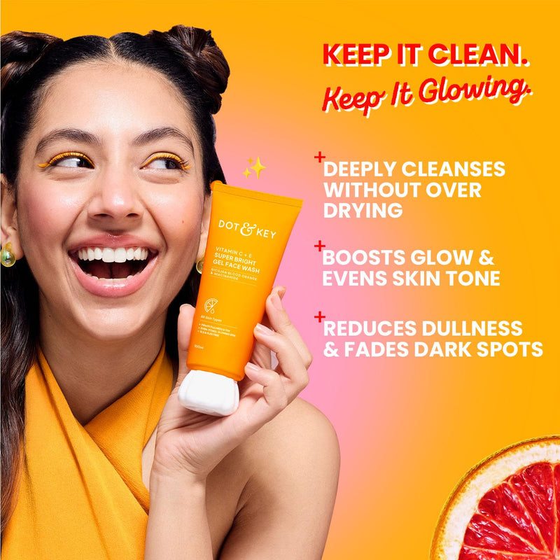 Dot & Key Vitamin C + E Gel Face Wash, With Triple Vitamin C, 3.38 fl oz (100 ml)