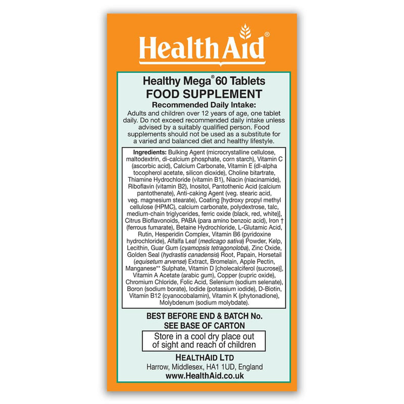 HealthAid Healthy Mega - Prolong Release - 60 Vegetarian Tablets Apple 60 Tablets