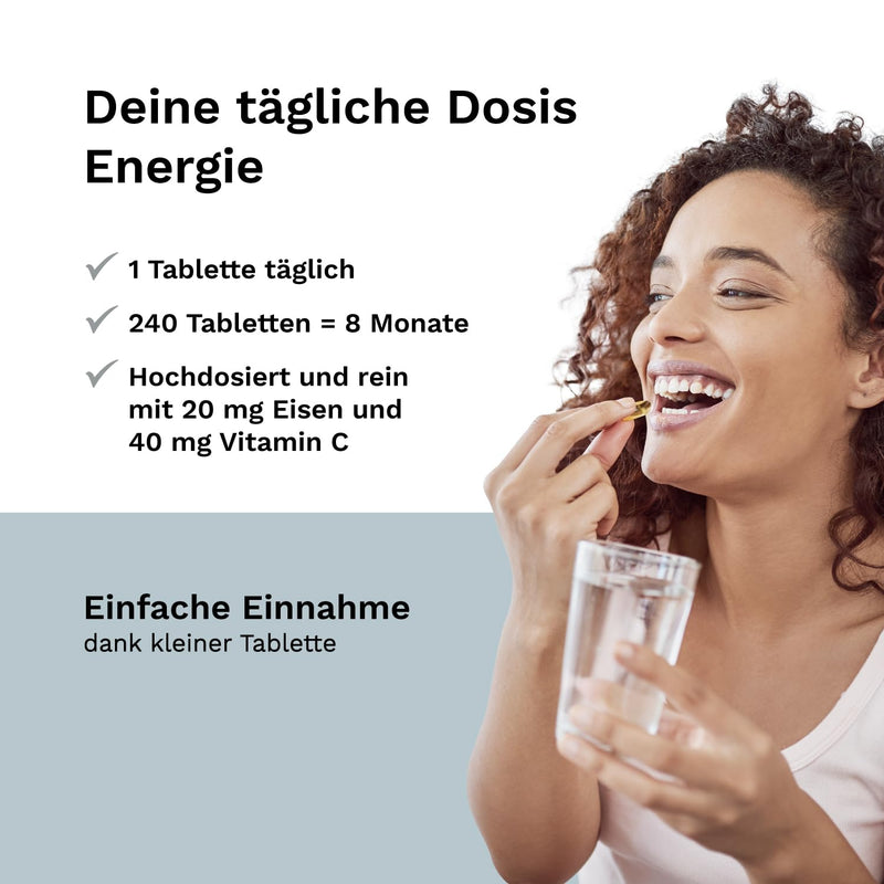 [Australia] - Iron 20 mg from iron bisglycinate + 40 mg natural vitamin C from acerola - 240 VEGAN tablets for 8 months - without additives - laboratory tested - Balanced Vitality 