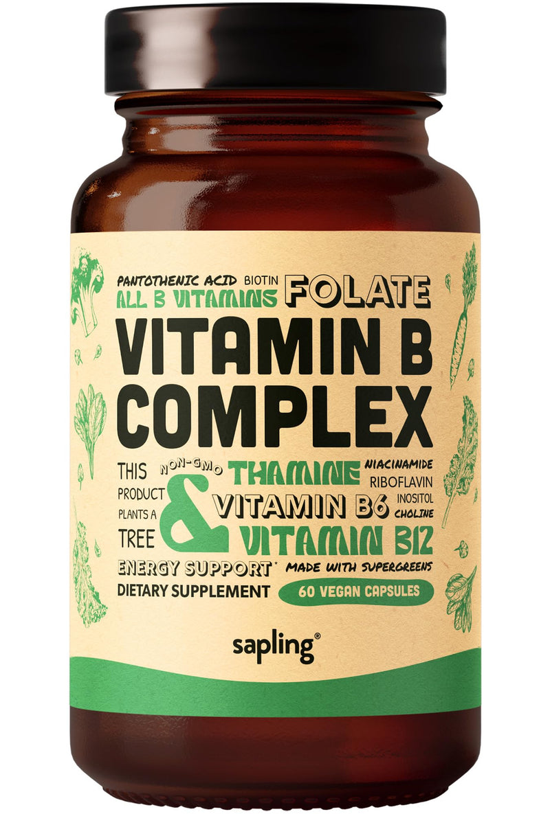 sapling Vegan Vitamin D3 + K2 & Vitamin B Complex Bundle - 4000 IU Vitamin D3 and 100mcg Vitamin K2 as Mk7, Essential B Vitamins with Whole Food Blend, B1, B2, B3, B5, B6, B7, Folate