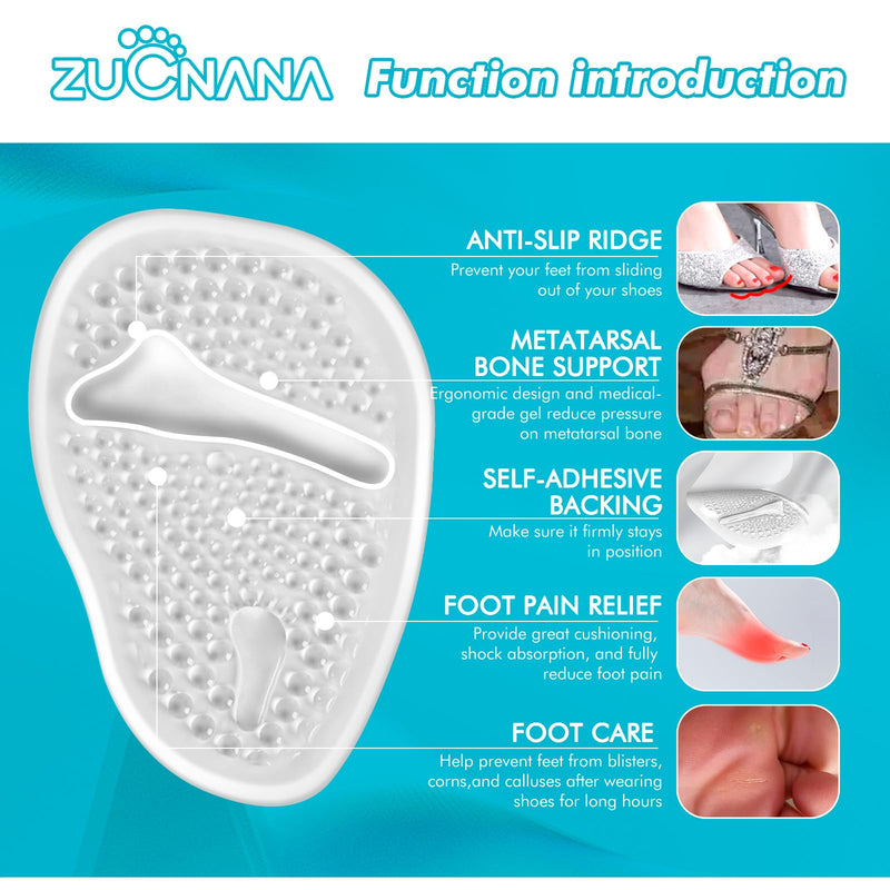 [Australia] - Ball of Foot Cushions (2 Pairs Gel Shoe Inserts), Heel Inserts for Women, Non Slip Heel Pads, Heel Cushions for Foot Pain Relief and Comfort | One Size Fits Any (Clear) Clear 