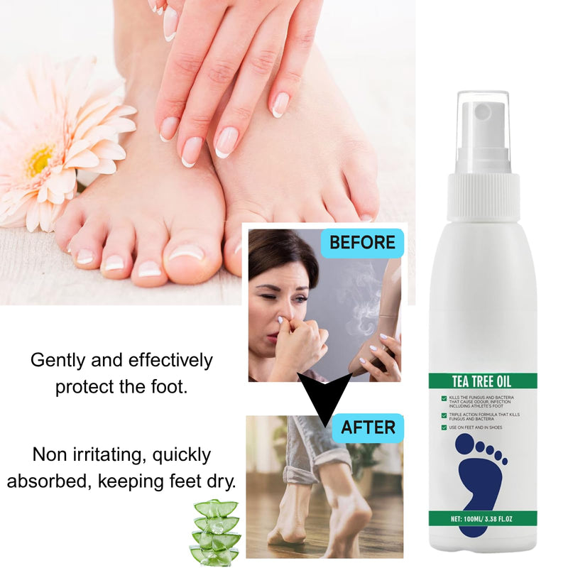 3pcs Foot Spray with Tea Tree Oil,Tea Tree Oil Foot Spray,Clean Feet And Shoes, Keep Fresh, Fast Dry, Suitable For Travel. 3