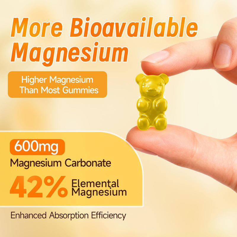 14-in-1 Magnesium Carbonate Gummies 600mg, Pineapple Flavor, 60 Gummies | Magnesium Carbonate Supplement with Chamomile, Ginger, Calcium, Vitamin B6, D3 & K2 for Digestive, Muscle & Nerve Support