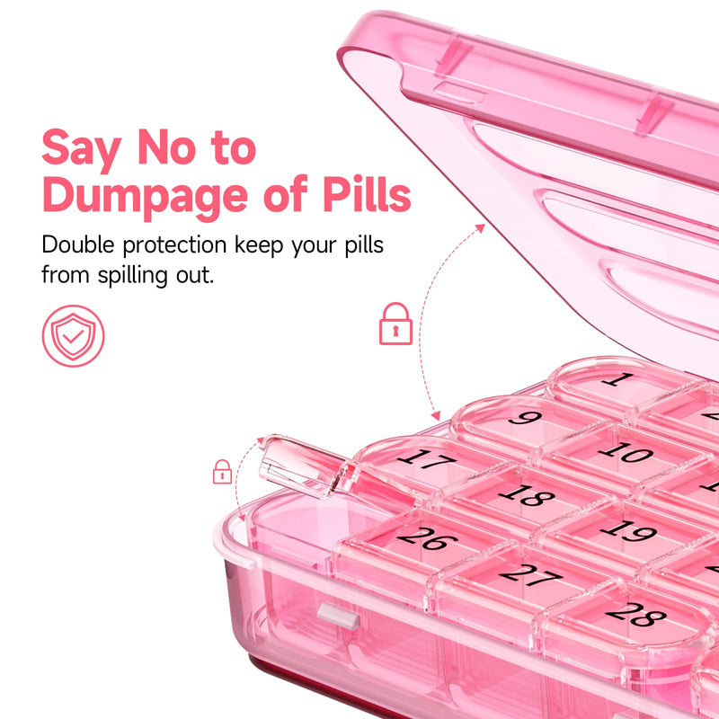 [Australia] - Zoksi Monthly Pill Organizer 1 Time a Day, 30 Day Pill Box Organizer Once a Day, One Month Large Pill Case for Travel, 31 Day Daily Medcine Container for Vitamins, Supplement & Medication (Pink) Pink 