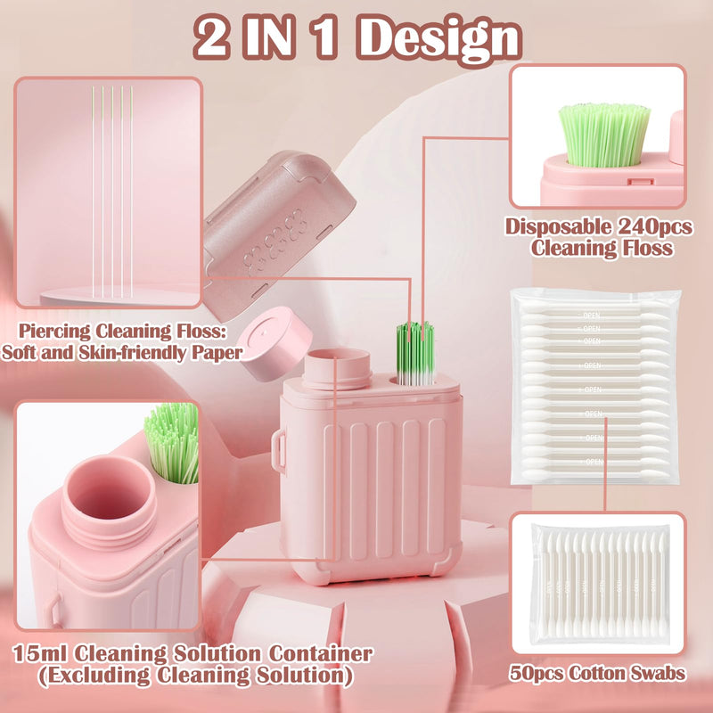 [Australia] - XANGNIER Ear Piercing Cleaner,Ear Piercing Cleaning Kit,Earring Hole Piercing Aftercare Cleaning Tool Set with 240pcs Disposable Ear Piercing Cleaner Floss,50pcs Cotton Swabs for Girls Women Men 