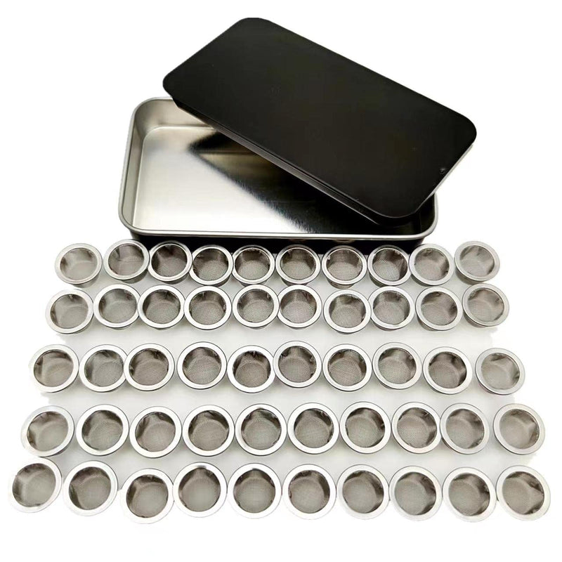 [Australia] - Pipe Screens 50pcs 0.5" Premium Diameter Stainless Steel 1/2 Inch Screen Mesh Filter Bowl with Metal Box 0.5 Inch (Pack of 50) 