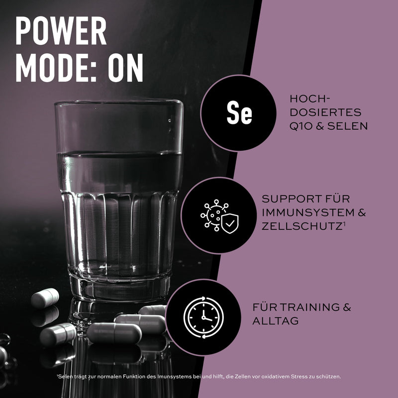 [Australia] - ESN Q10 Pro + selenium, 90 capsules, high dosage, support for performance and regeneration, 200 mg coenzyme Q10 + 18 µg selenium per capsule, tested quality, vegan & made in Germany 