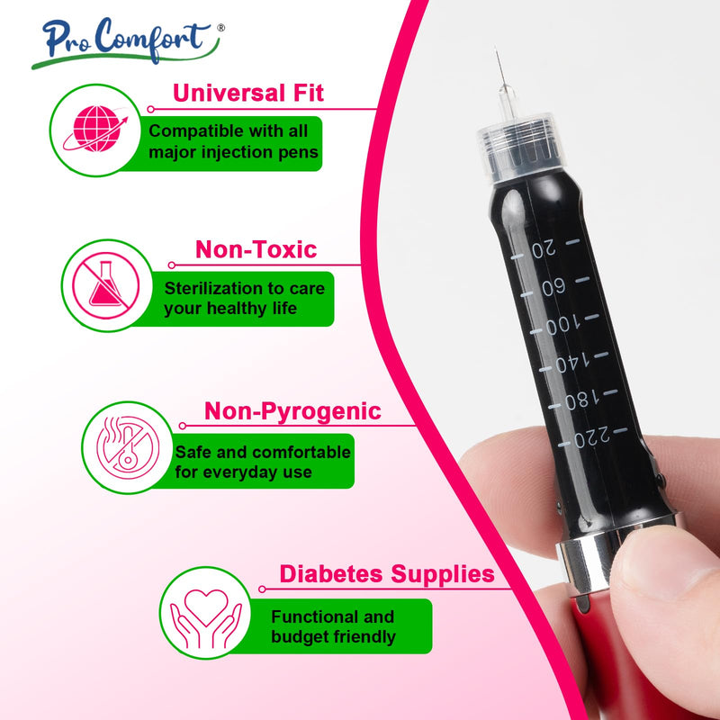[Australia] - Insulin Pen Needles 31G 8mm (5/16"), Diabetic Needles for Insulin Injections, 100 Ct, Universal Fit, Compatible with Most Pen Injector Device, Super Thin 