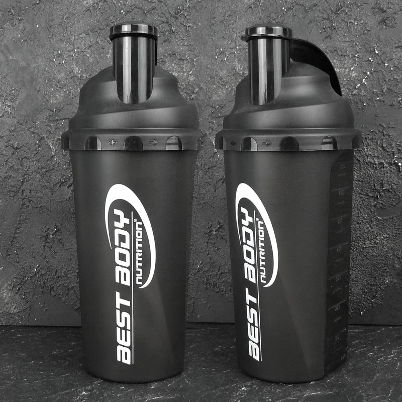 [Australia] - Best Body Nutrition protein shaker black - 700 ml protein shaker with sieve & measuring scale - leak-proof - dishwasher safe - BPA-free - for lump-free protein shakes 