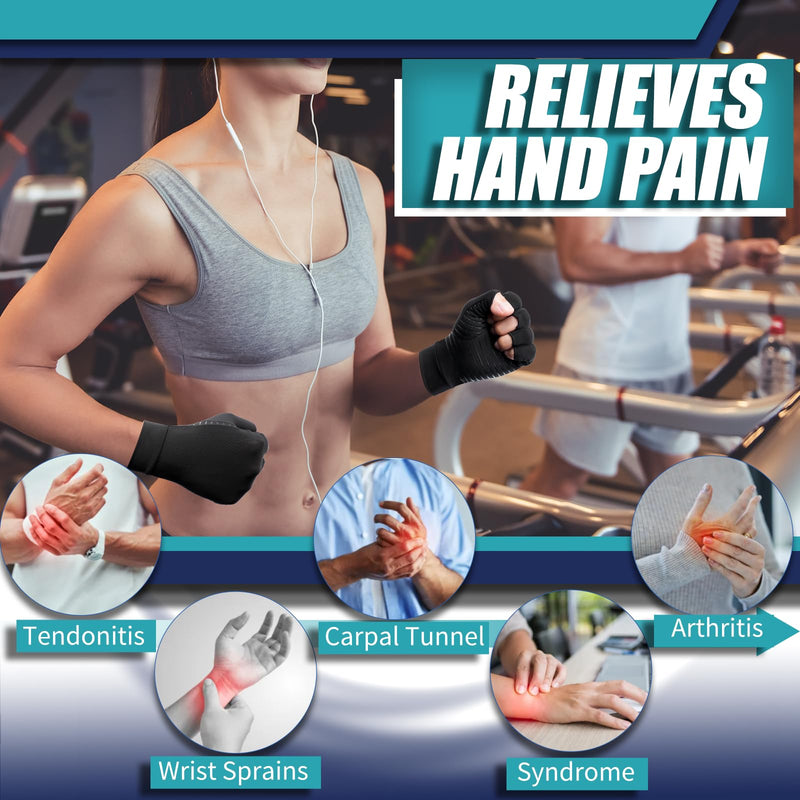 [Australia] - DRNAIETY Copper Arthritis Compression Gloves- Arthritis Gloves for Men & Women, Relieve Hand Rheumatoid, RSI, Joint Pain, Tendonitis, Swelling, Anti-Slip Fingerless Arthritis Gloves for Work(S) Small 